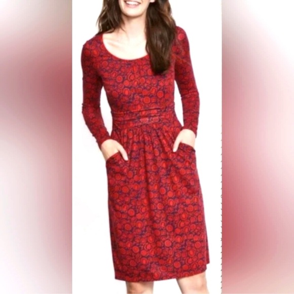 Boden Dresses & Skirts - Boden Mabel Floral Dress 6R Long Red Blue